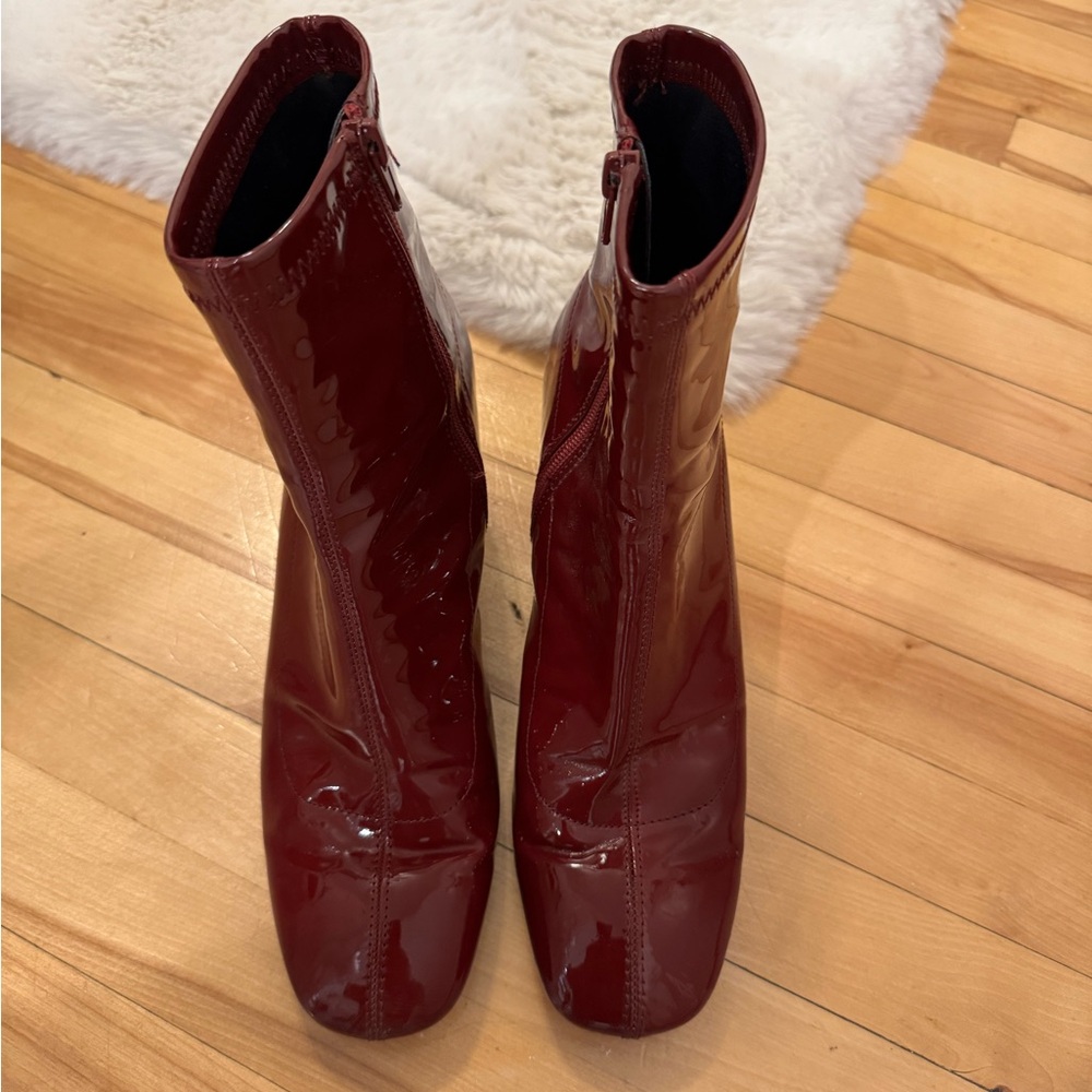 Women's Red Patent Leather Ankle Boots